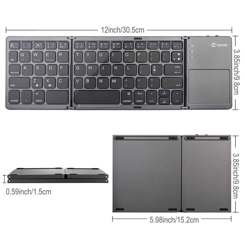 Portable Folding Wireless Keyboard Russian Rechargeable Foldable ...