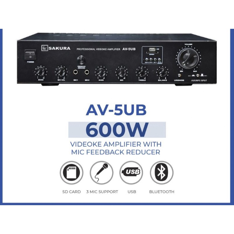 Sakura AV5UB Professional Videoke Amplifier with Bluetooth ( 600 Watts