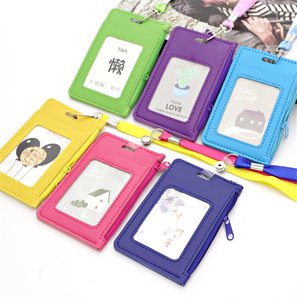 Simple Student Kids Lanyard Card Holder mini Wallet Boys PU Id ...