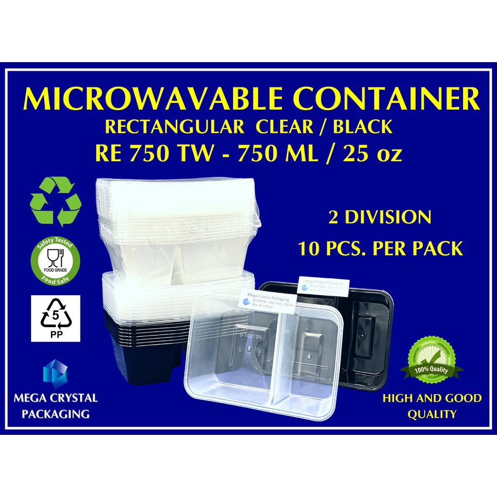 Microwavable Container RE 750 TW - Rectangular Twin 750 ml ( 10