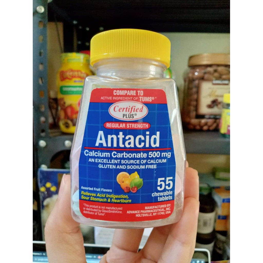 Certified Plus Antacid Calcium Carbonate 500 mg, 55 chewable tablets