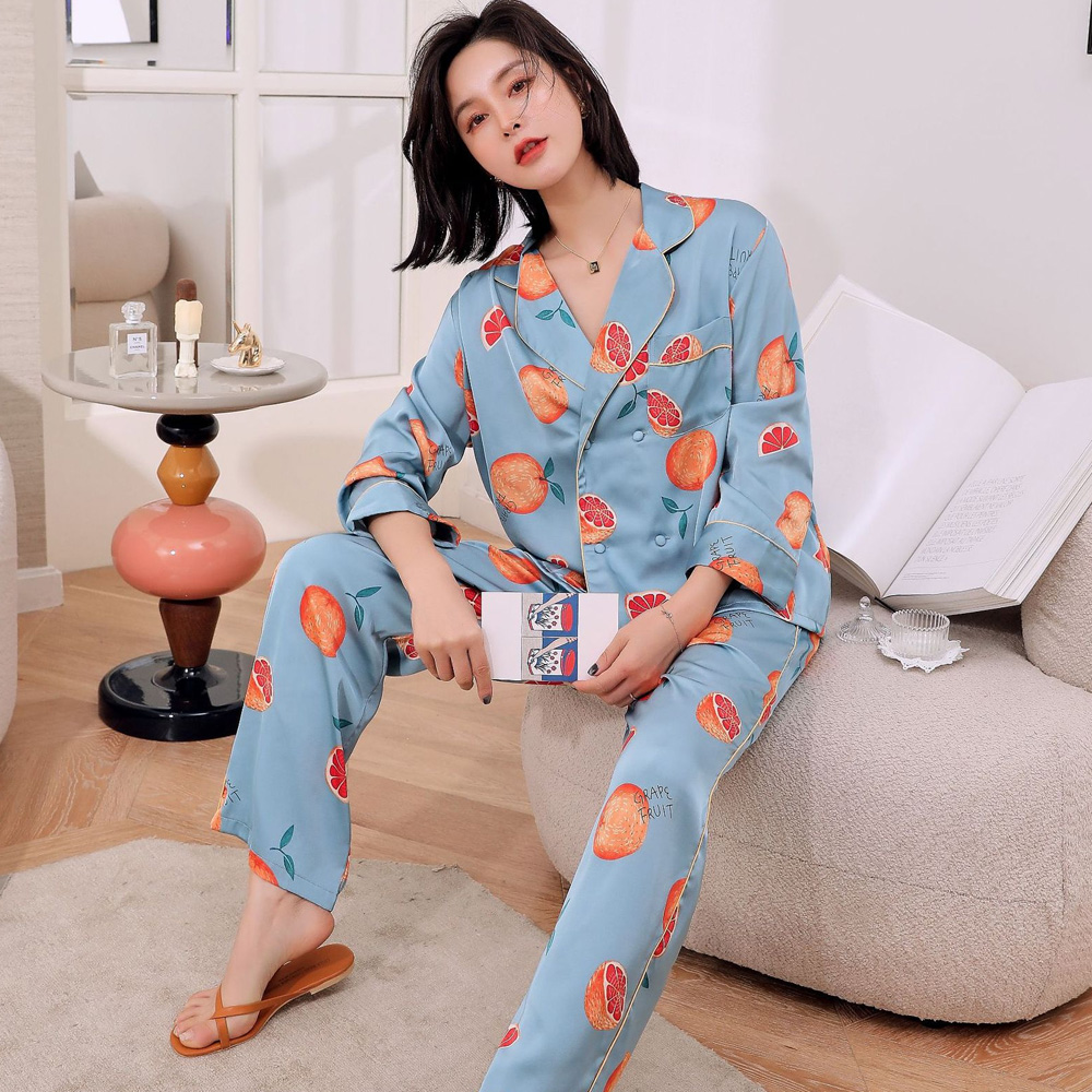 2pcs/Set Women Pajamas Cute Print Nightwear Sleepwear Women's Long Sleeve  Fashion Pajamas