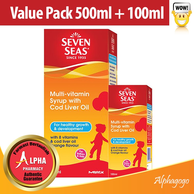 Seven Seas MultiVitamin Syrup With Liver Oil for Babies & Kids (100ml / 500ml / 500+100ml