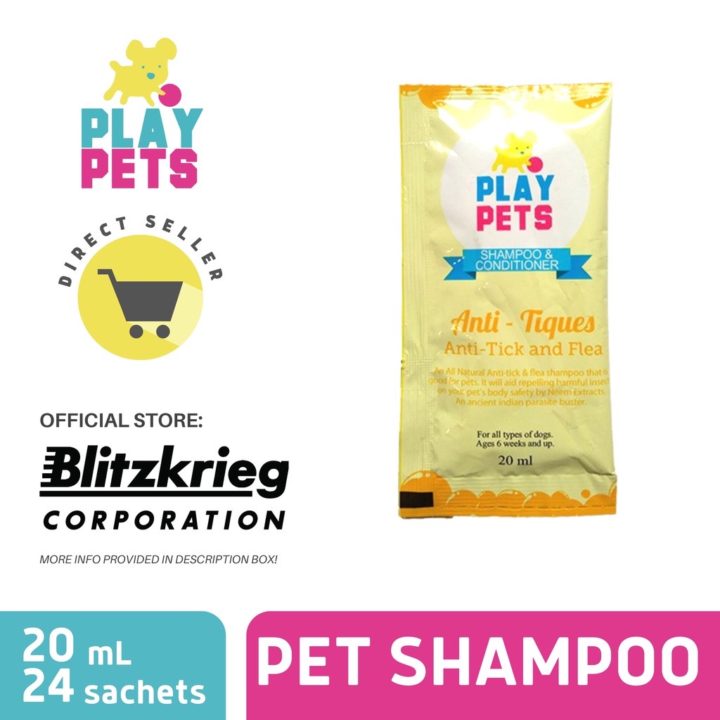 Play Pets Shampoo Sachet Anti Tick and Flea 20ML/24pcs Shopee