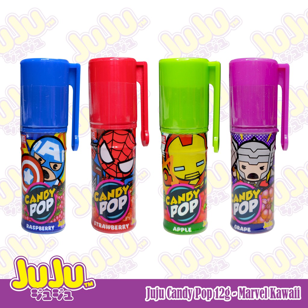 Juju Candy Pop 12g - Fruit Flavored Push Lollipop - Marvel Kawaii