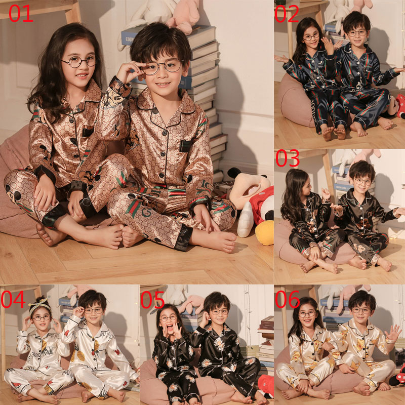 Korean Style Kids Baby Silk Stain pajama Sleepsuit Children Mickey