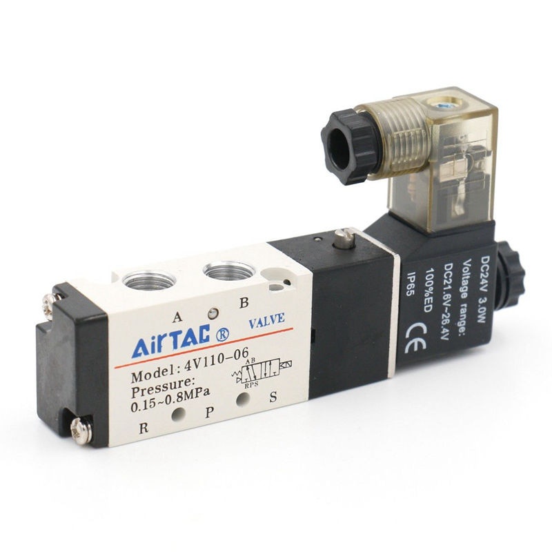 AIRTAC Type 4V110-06 5 Way 2 Position 1/8" Pneumatic Solenoid Valve DC ...