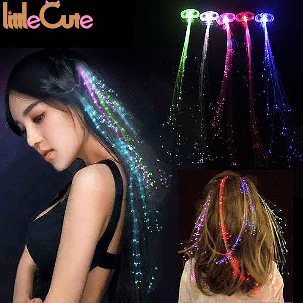 LED LightUp Fiber Optic Hair Extension with Barrette / Luminous Hair