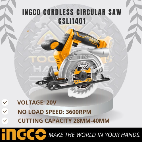 INGCO Cordless Circular Saw CSLI1401 20V WITH FREE GLOVES BNPT BIÑAN