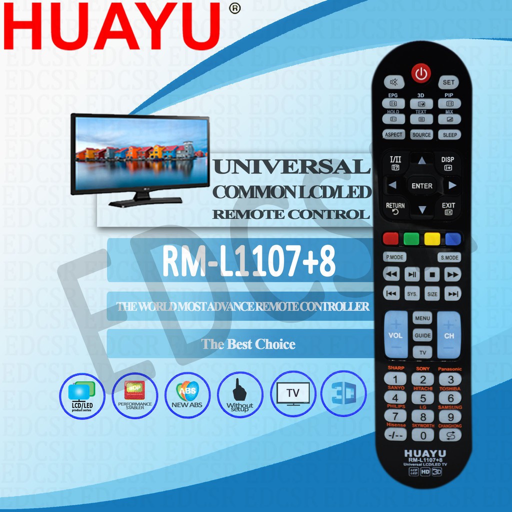 Huayu RM-L1107+8 Universal LED LCD Remote Control | Shopee Philippines