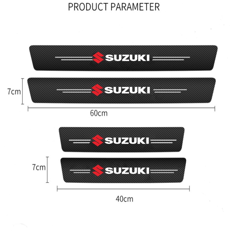 Suzuki 9Pcs Car Carbon Fiber Door Sill Protection Scratch Resistant