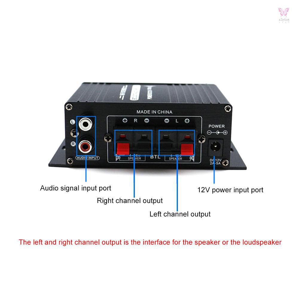 AK170 12V Mini Audio Power Amplifier Digital Audio Receiver AMP Dual ...