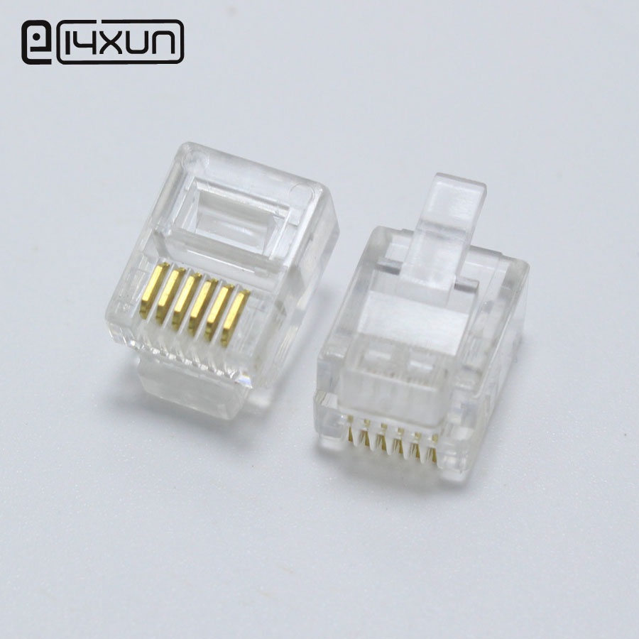 10pcs 6Pin RJ45 Connector CAT5 CAT5e Cat6 Modular Cable Plugs Socket ...