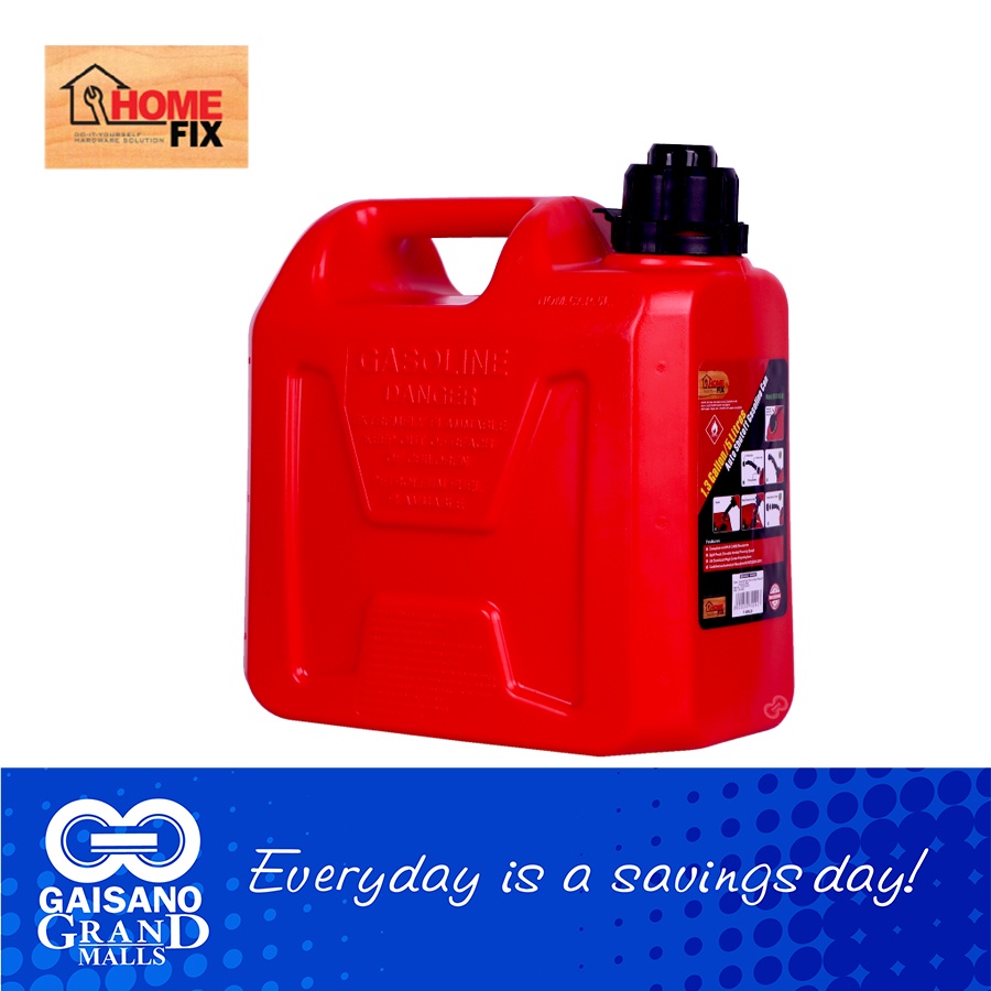 HOMEFIX 5L Gasoline Fuel Can with Auto ShutOff Nozzle in Red 092