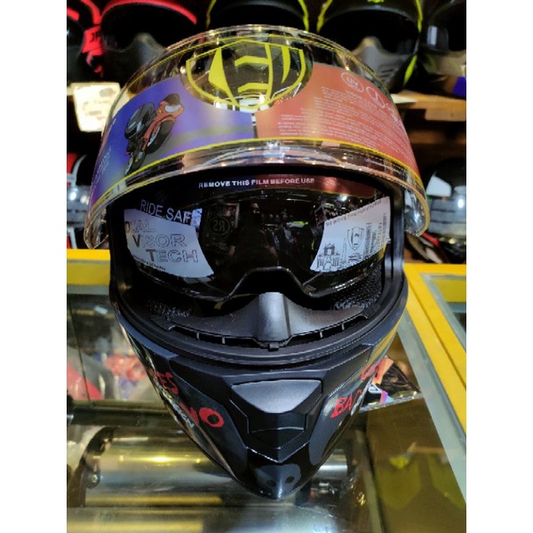 helmet full face dual visor (lev3) block red | Shopee Philippines