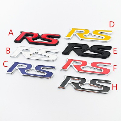 1 x Metal RS Logo Car Auto Rear Trunk Side Emblem Badge Sticker Decal ...