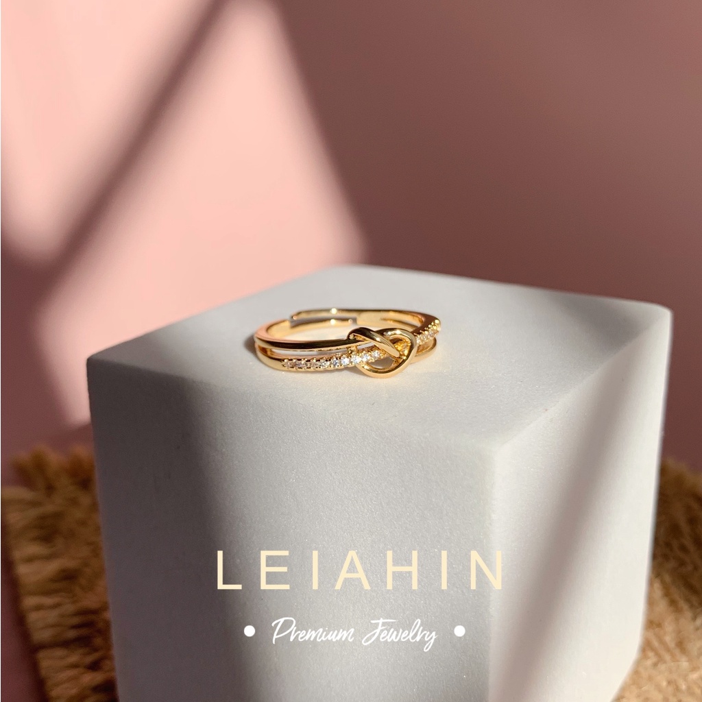 U/B Double Clover Rings For Women Shining Cubic Zirconia Ring