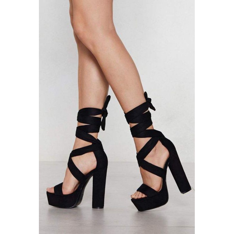 Lace up outlet open toe heels