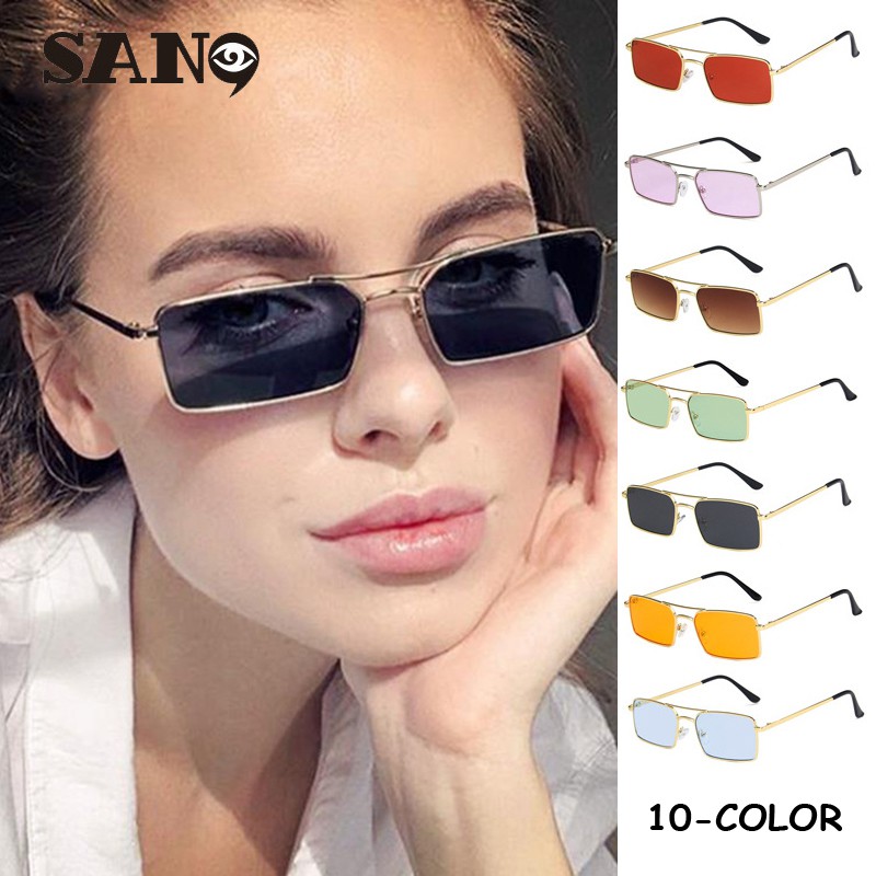 【Ready Stock】Korean Rectangle Metal Frame Sunglasses Women With Double ...