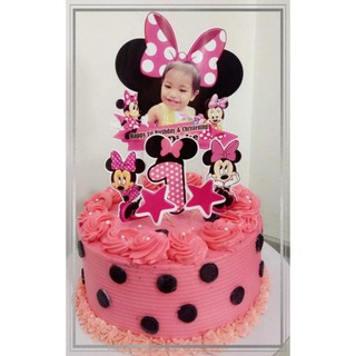 Minnie Mouse Pink Cake Topper, Personalized Cake Topper, Custom cake Topper