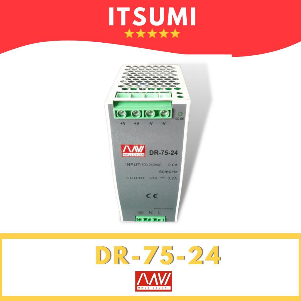 Power Supply din rail mean well DR-75-24 24 Volt DC 3.2 | Shopee ...