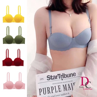Daisycollection small chest light gathered comfort simple Push Up Half Cup  non wire bra