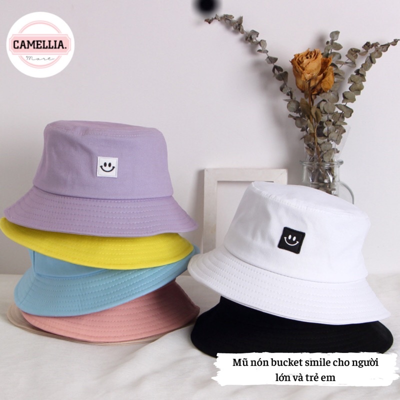 Round Bucket Hat Embroidered Korean Style Cotton Smiley Face Pattern ...