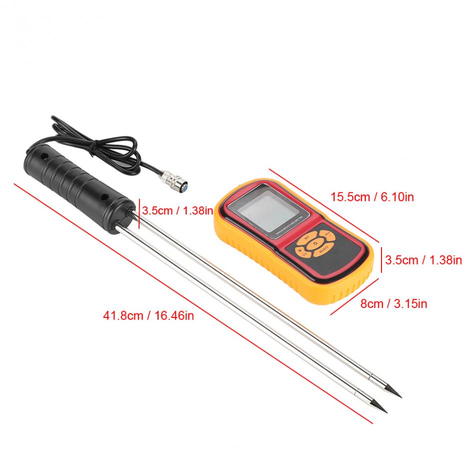 Digital Grain Moisture Meter With Measuring Probe Portable LCD ...