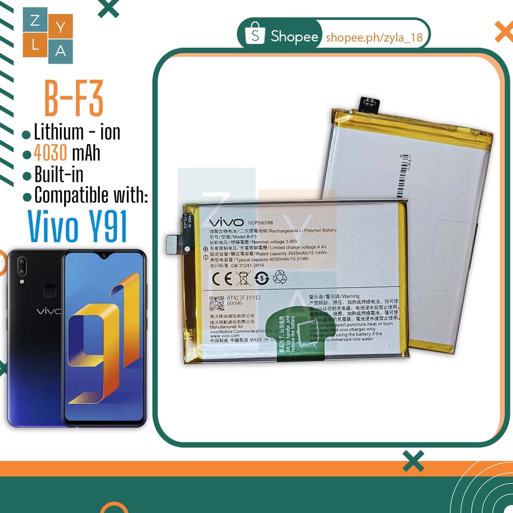 ♤Vivo Y91 Battery Model B-F3 (Original Equipment Manufacturer) | Shopee ...