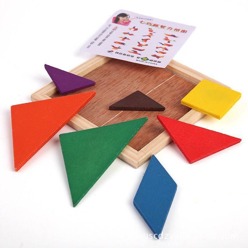 SMALL 7pcs WOODEN TANGRAM PUZZLE FOR KIDS | Shopee Philippines