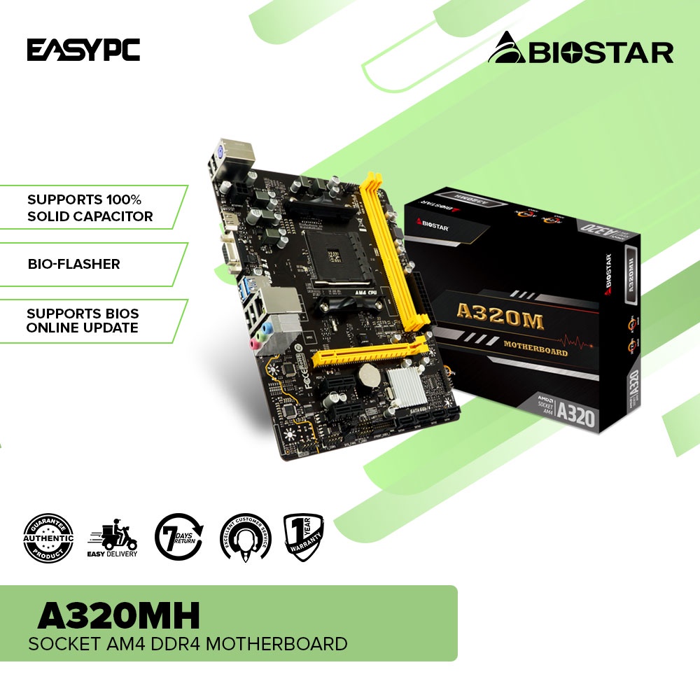 EasyPC Biostar A320MH/A320MH 2.0 and B450MH Socket Am4 Motherboard
