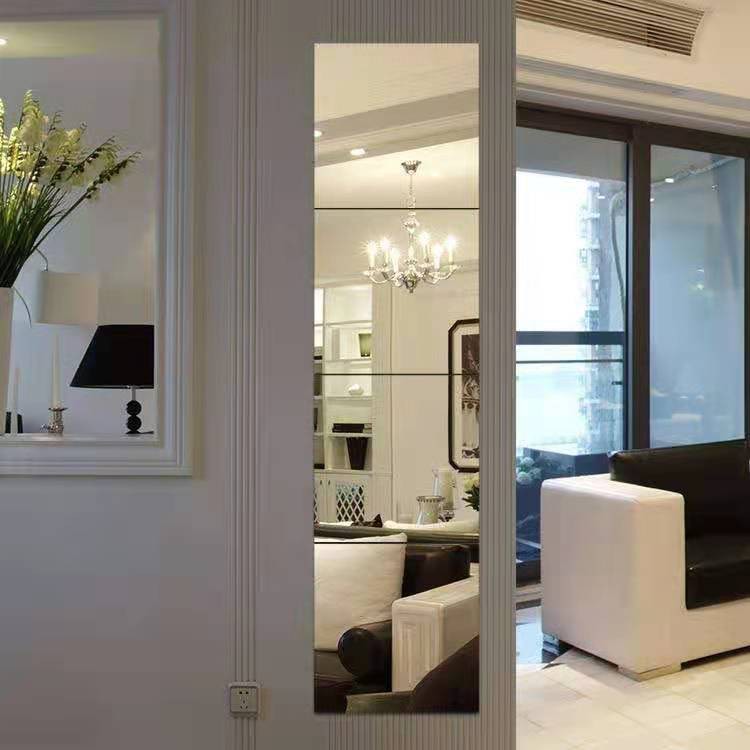 4pcs/set 3D Square Glass Mirror full-length mirror Wall Bedroom Living ...