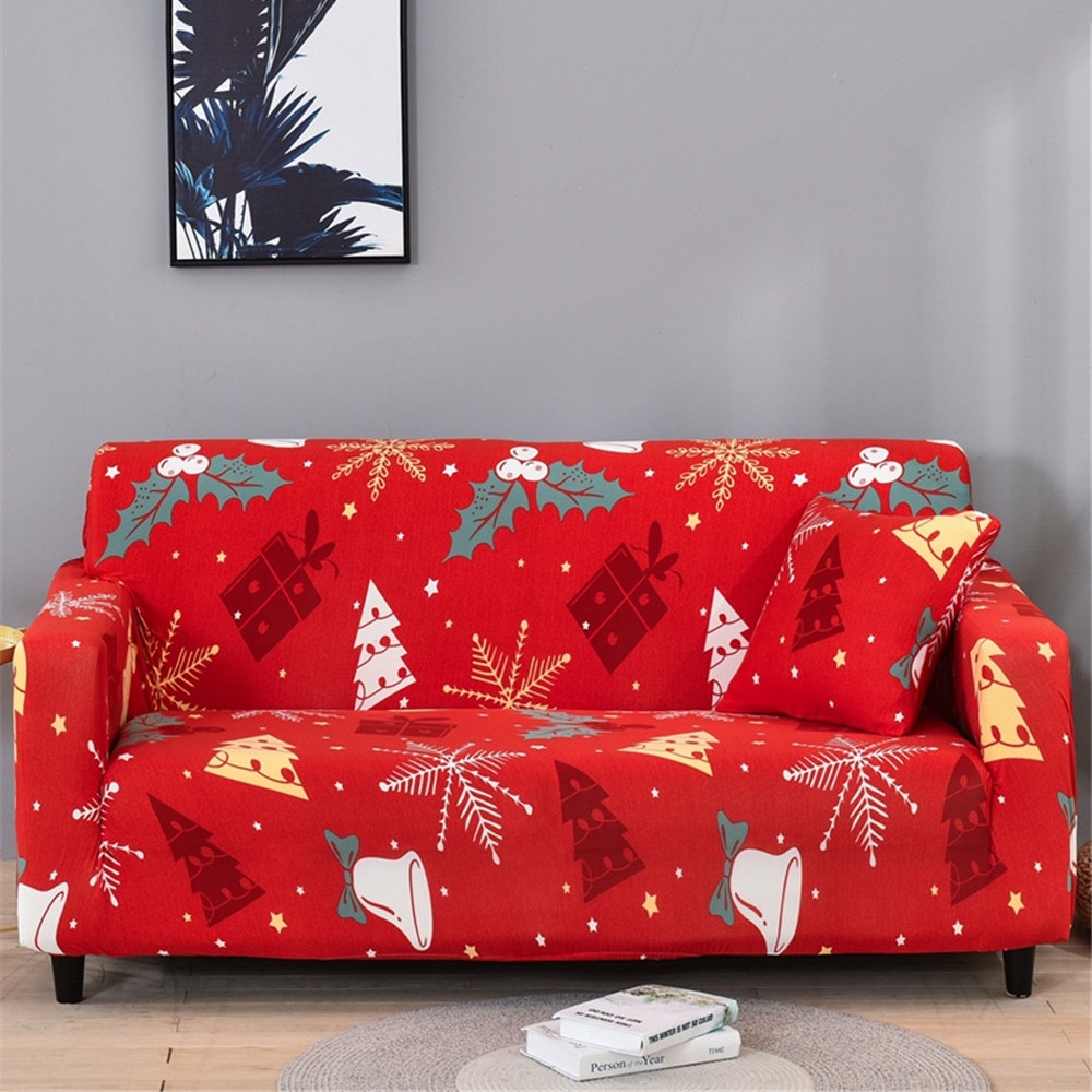 Christmas Design Sofa Cover 1/2/3/4 Seater Sofa Cover Stretchable ...