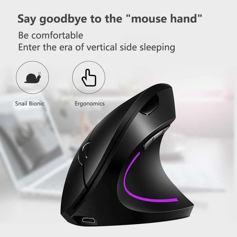 Slient Ergonomic Vertical Rechargeable Mouse 24ghz Wireless Gaming Mouse 6 Buttons 2400 Dpi 6886