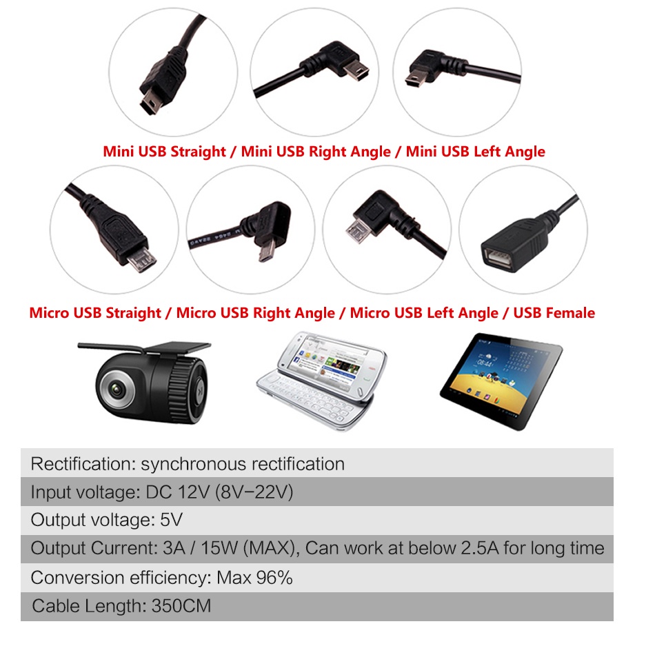 Car Truck DC Hard Wired Charger 12V 24V to 5V Power Inverted Converter ...