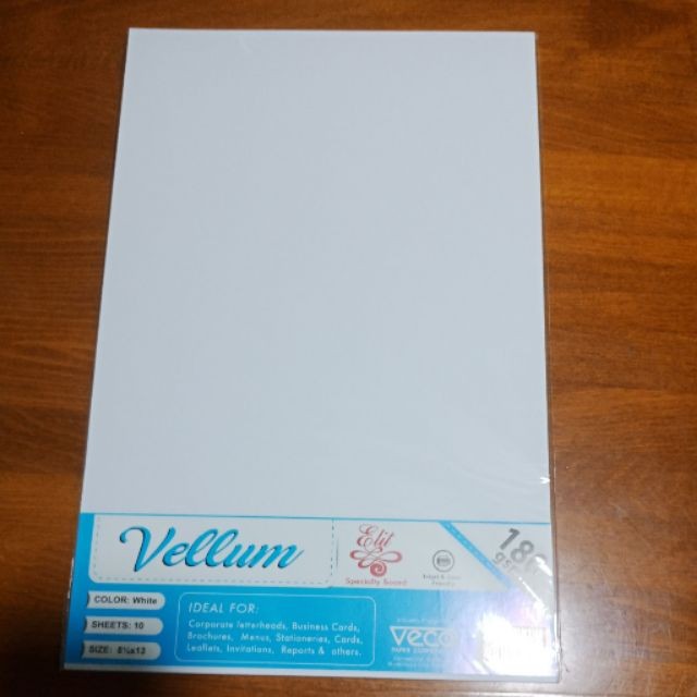 Vellum board white 180gsm long 8.5x13 100sheets (10 packs) Shopee