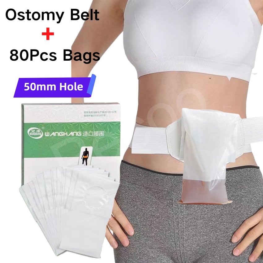 80Pcs Colostomy Bags +Ostomy Belt Suitable for Colostomy Ileostomy Pouch Fistulization or Hernia