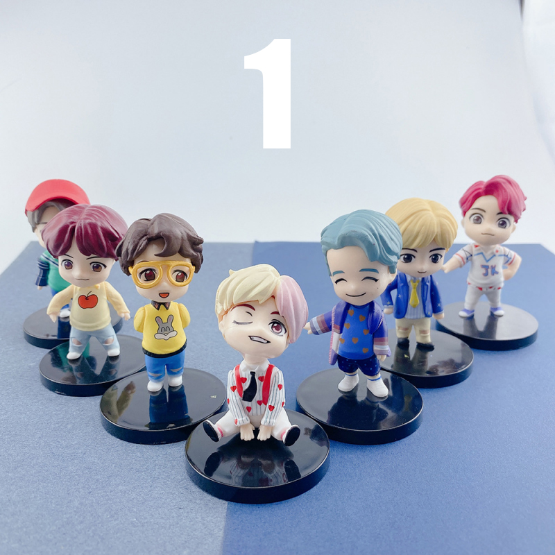 7pcs Set Cute Kpop Barang Bts Boys Figurine Mini Anime Figure Toy ...