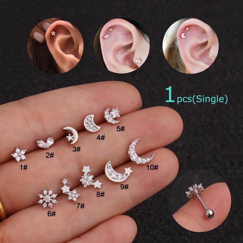 1pcs Ear Tragus Cartilage Helix Daith Piercing 20G 6mm Length