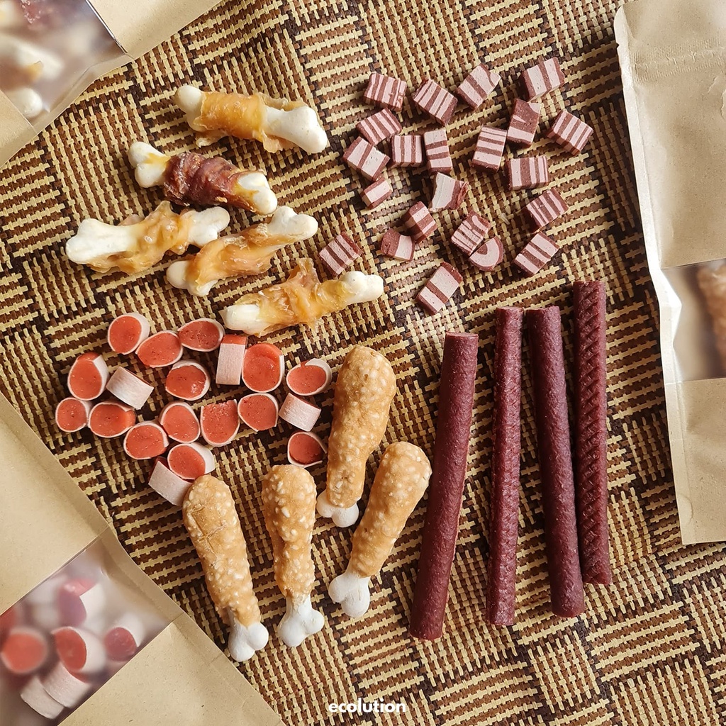 Dog & Cat Treats 100g Chicken Bone Drumstick Beef Jerky Stick Salmon