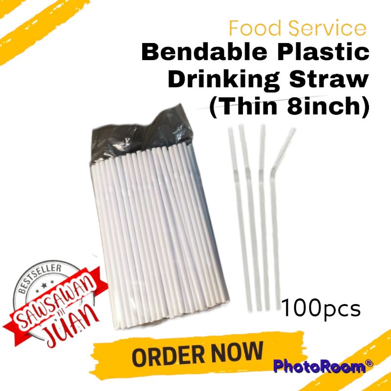 Plastic Bending Straw (Thin)100pcs, Big Black Pearl Straw for Milk Tea ...