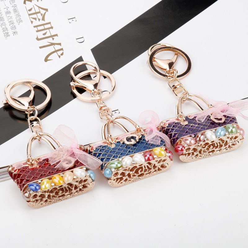 New Style Shaped Metal Bag Charming Purse Handbag Keychain Beads ...