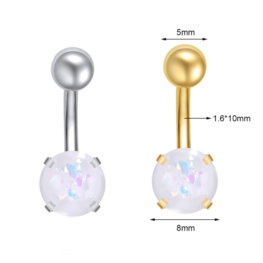 Silver Crystal Navel Rings Stainless Steel Belly Button Rings Gold Anti ...