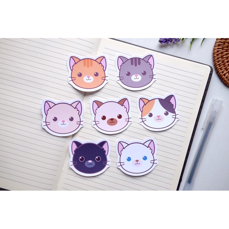 Cute Cats Illustration Photo Sticker Decal for bullet journal | Shopee ...