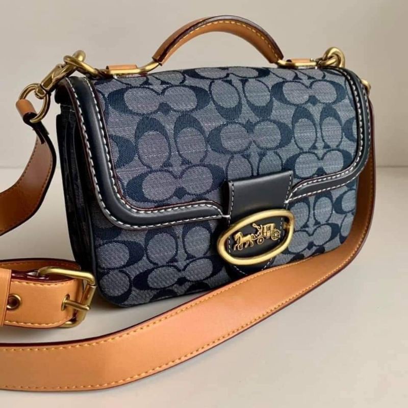 Coach riley top handle 22 in signature chambray Shopee Philippines