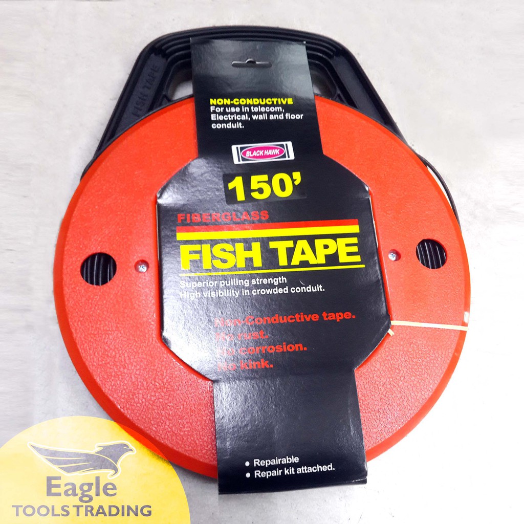 Black Hawk Fiberglass Fish Tape with Plastic Case 3.8mm x 45 meters