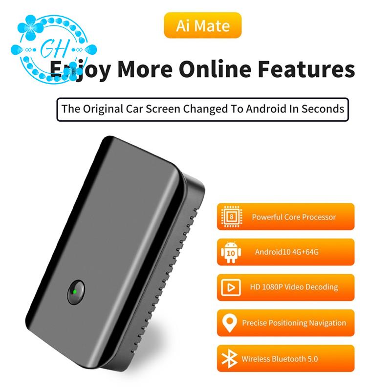 CarPlay Ai Box Mini Android Box 4G+64G Wireless Android Auto Dongle 4GLTE Smart Android TV Ai