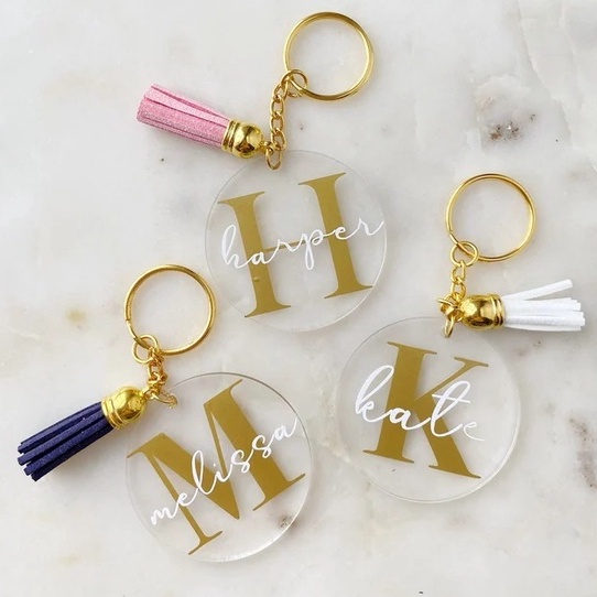 Personalized Acrylic Keychain Personalized Initial Keychain Custom Name Keychain Bridesmaid Gift Shopee Philippines