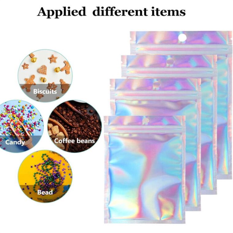 Pink/holographic pouch 50pcs/20pcs Holographic Laser Ziplock Bag Pouch ...
