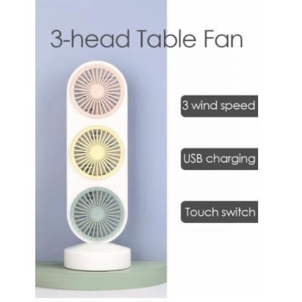 2022 Portable Triple Head Table Fan Mini Electric Fan Triple Head ...